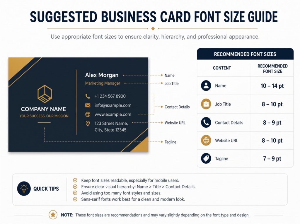 business card font size guide