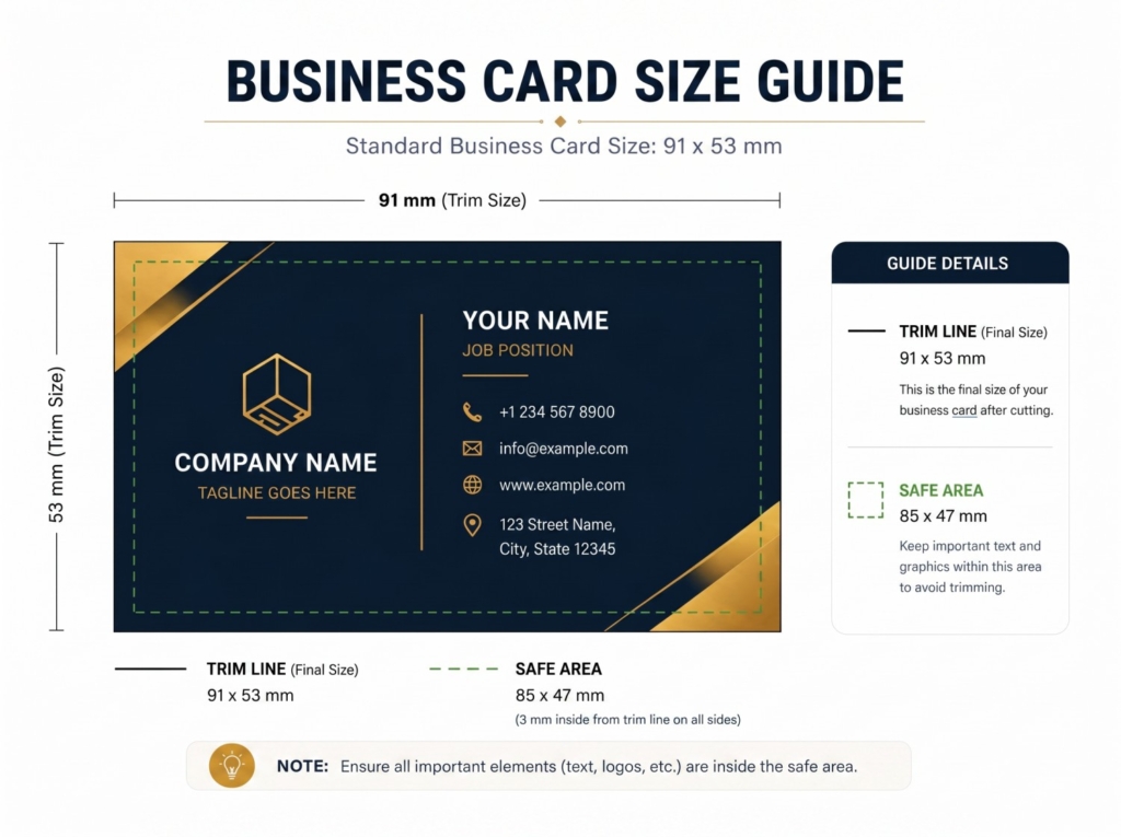 business card safe area and trim line