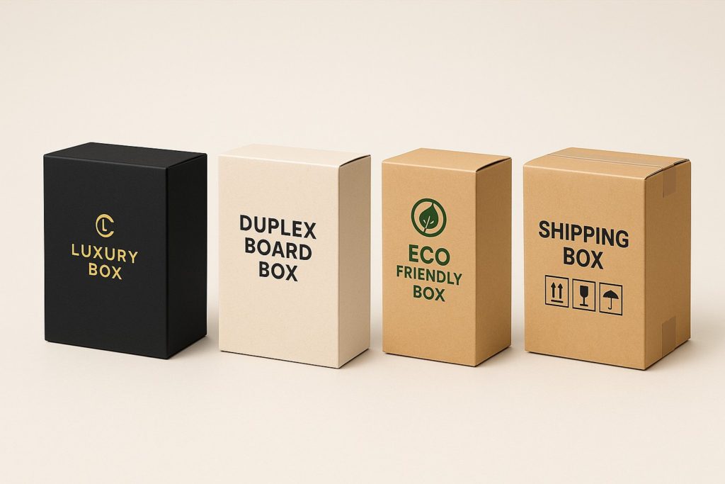 4 types of boxes in a row