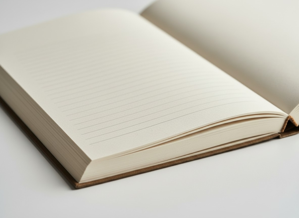 photograph of an open hardbound diary