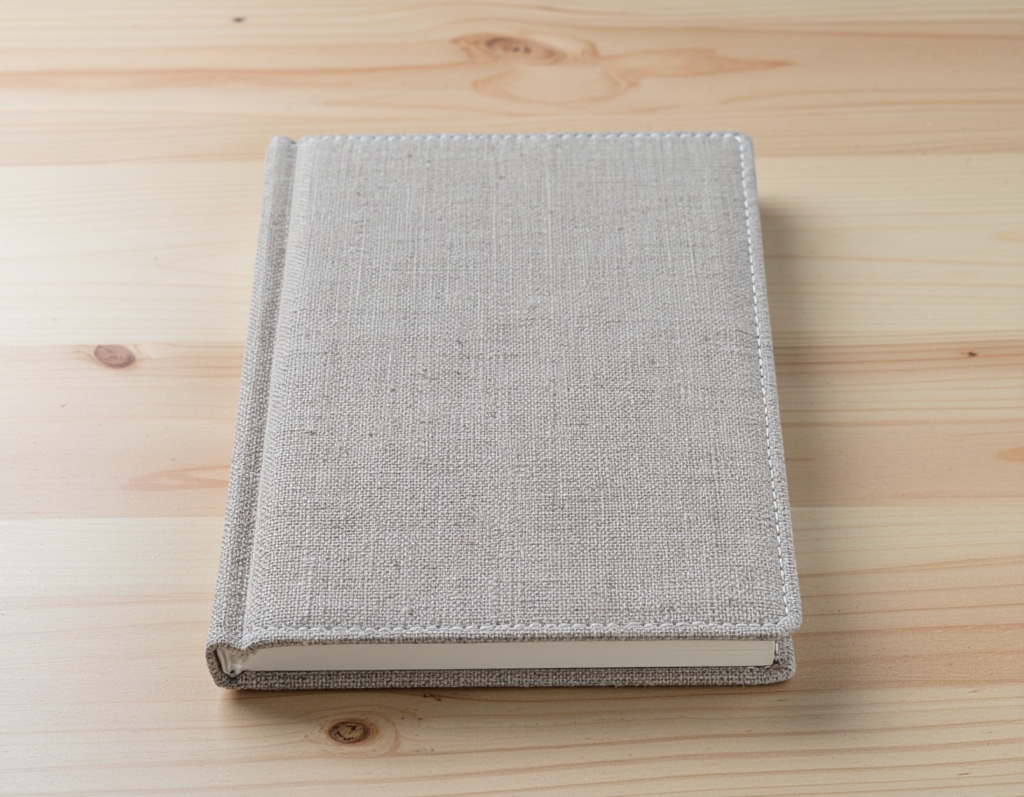 fabric cover diary on table